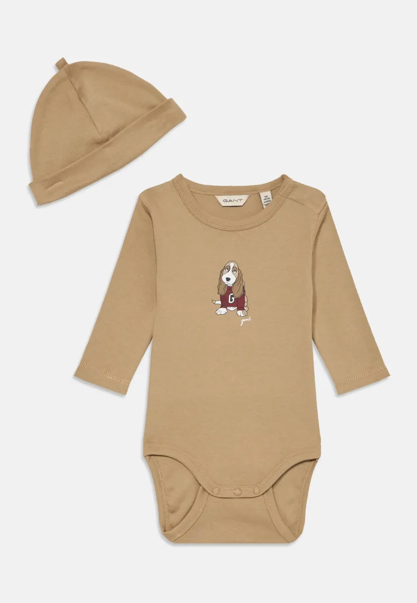 DOG PRINT BODY BEANIE SET UNISEX - Body - dark khaki