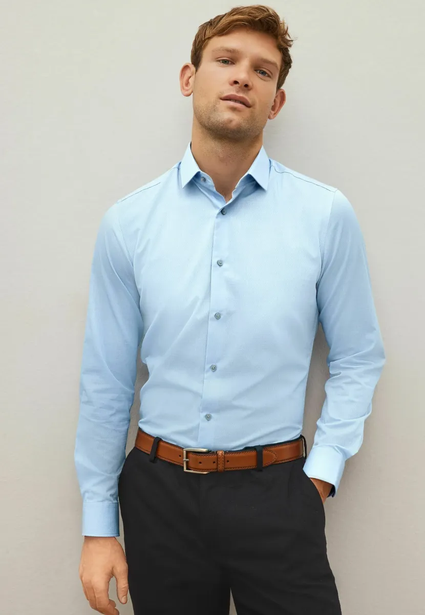 DOUBLE CUFF EASY CARE TEXTURED  REGULAR FIT - Businesshemd - blue