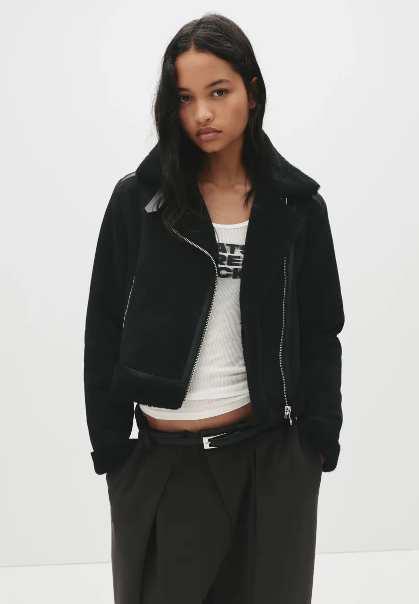 DOUBLE FACE - Kunstlederjacke - black