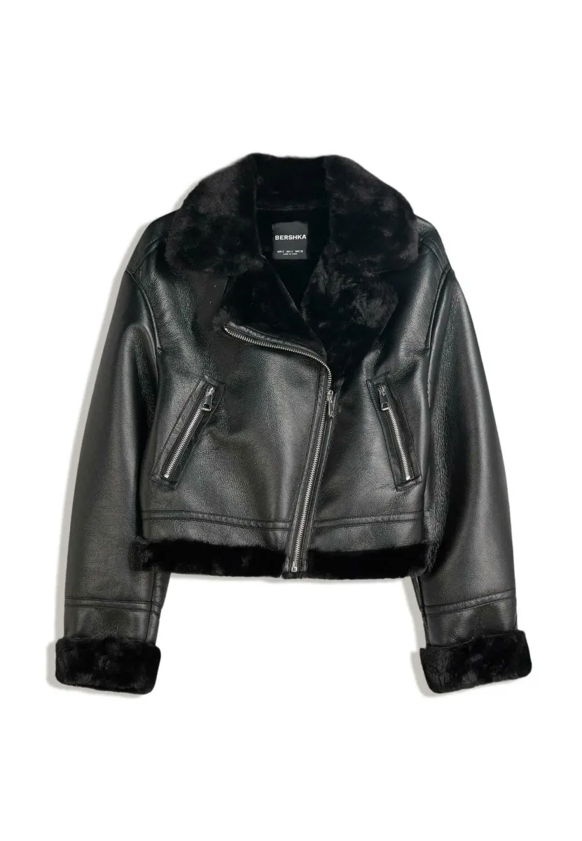 DOUBLE-FACED - Kunstlederjacke - black
