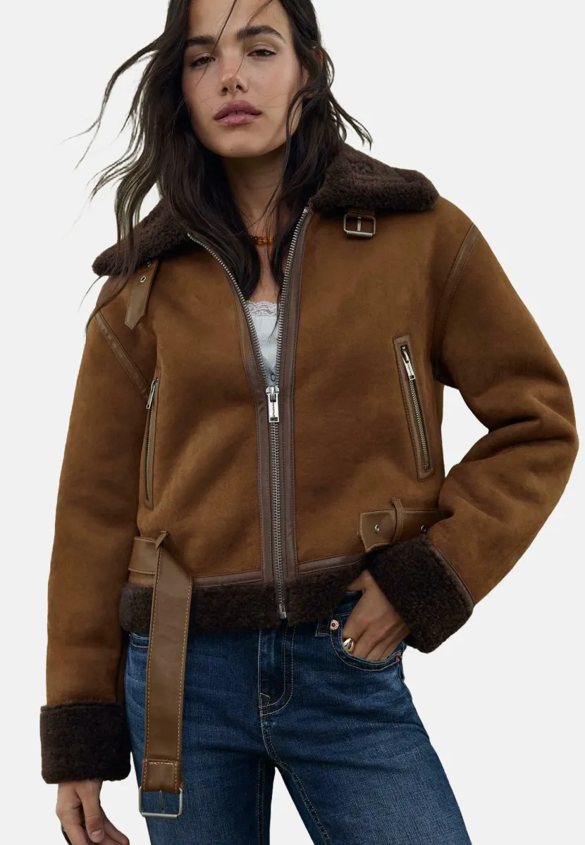 DOUBLE-FACED - Kunstlederjacke - dark brown