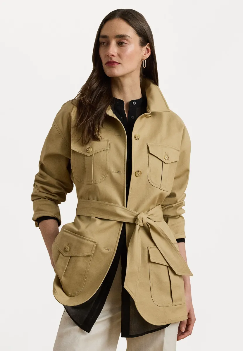 Double Faced Stretch Cotton Field Jacket - Leichte Jacke - beige