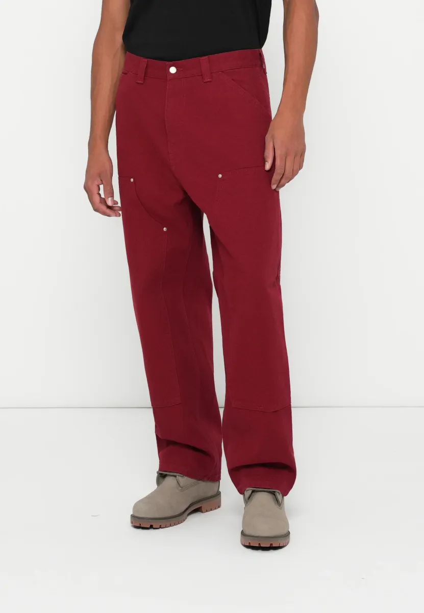 DOUBLE KNEE PANT - Cargohose - scarlet stone washed