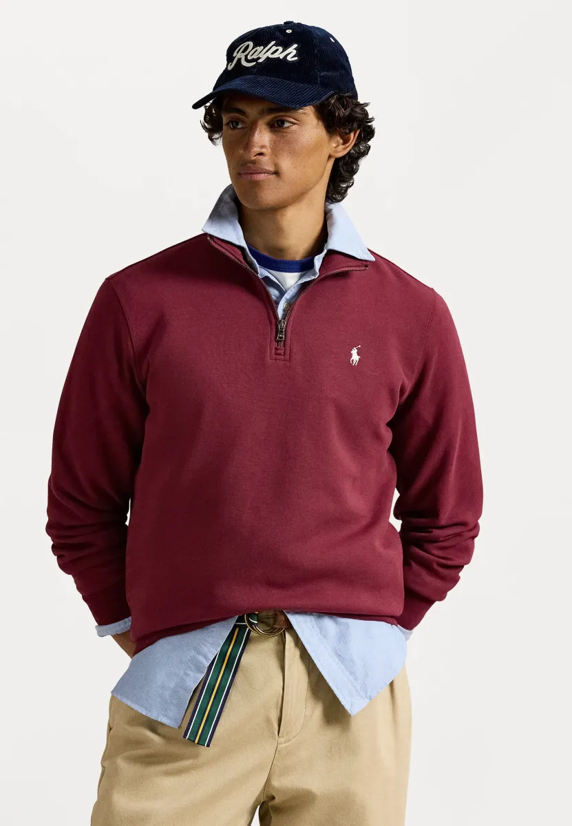 DOUBLE-KNIT QUARTER-ZIP PULLOVER - Sweatshirt - classic wine