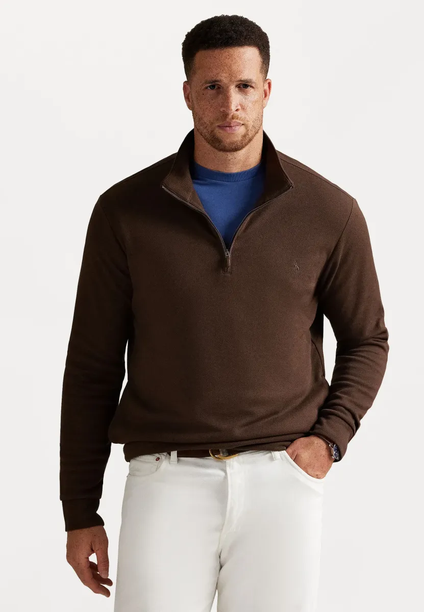 DOUBLE-KNIT QUARTER-ZIP PULLOVER - Sweatshirt - nutmeg brown