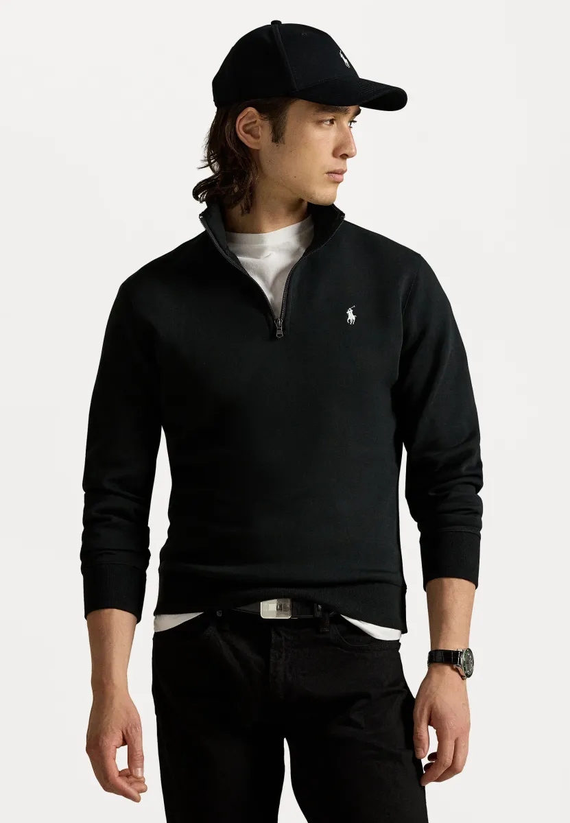DOUBLE-KNIT QUARTER-ZIP PULLOVER - Sweatshirt - polo black/c1730