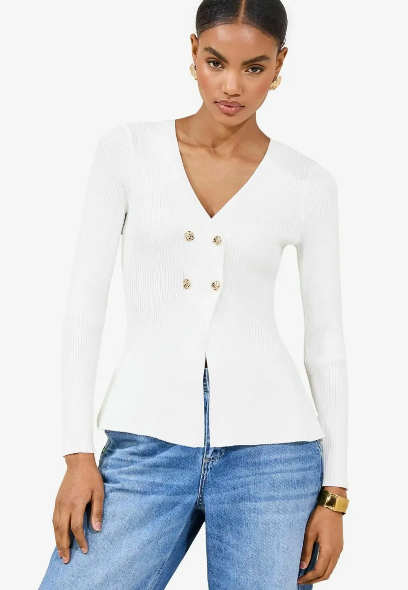 DOUBLE PEPLUM  - Strickjacke - ivory
