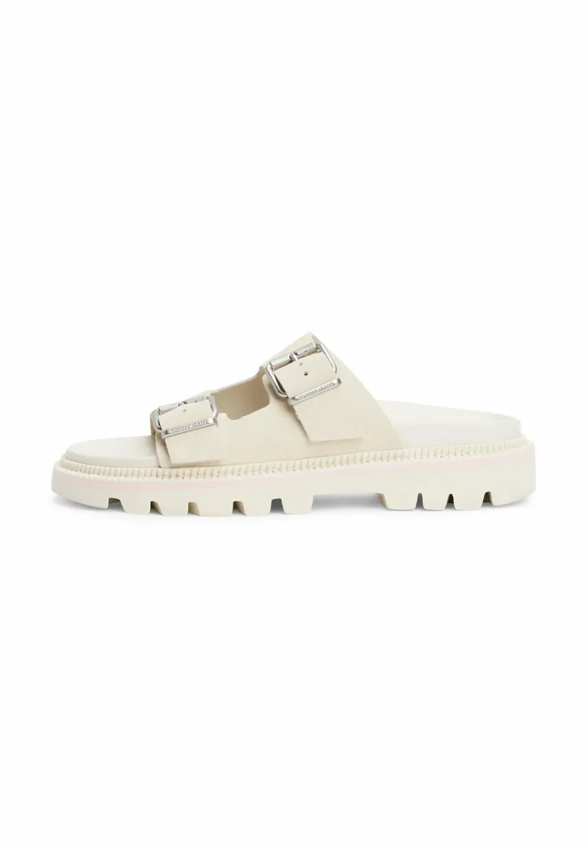 DOUBLE STRAP CLEAT  - Pantolette flach - newsprint beige