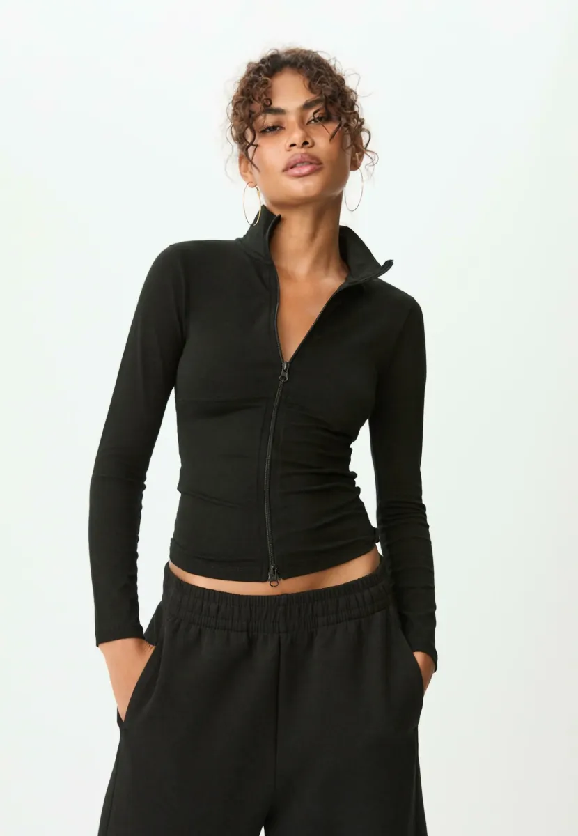 DOUBLE ZIP - Strickjacke - black