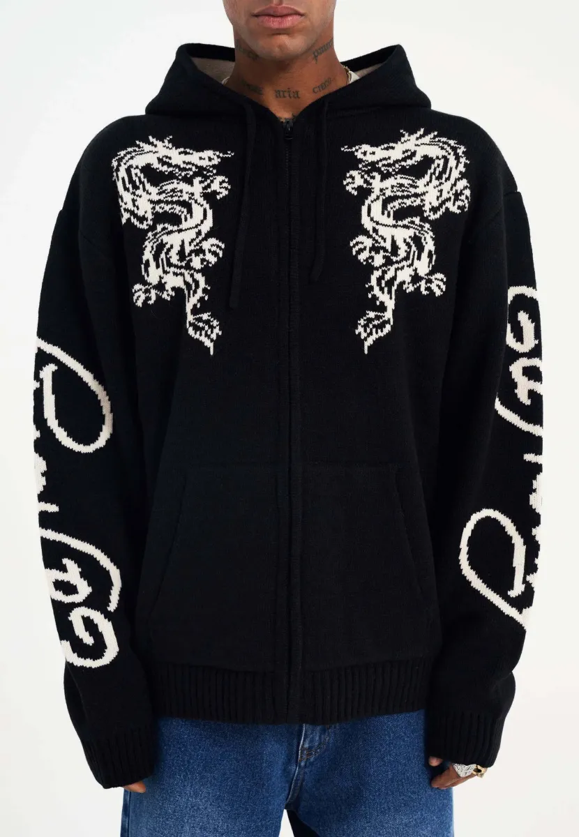 DRAGON ZIP THRU - Strickjacke - black