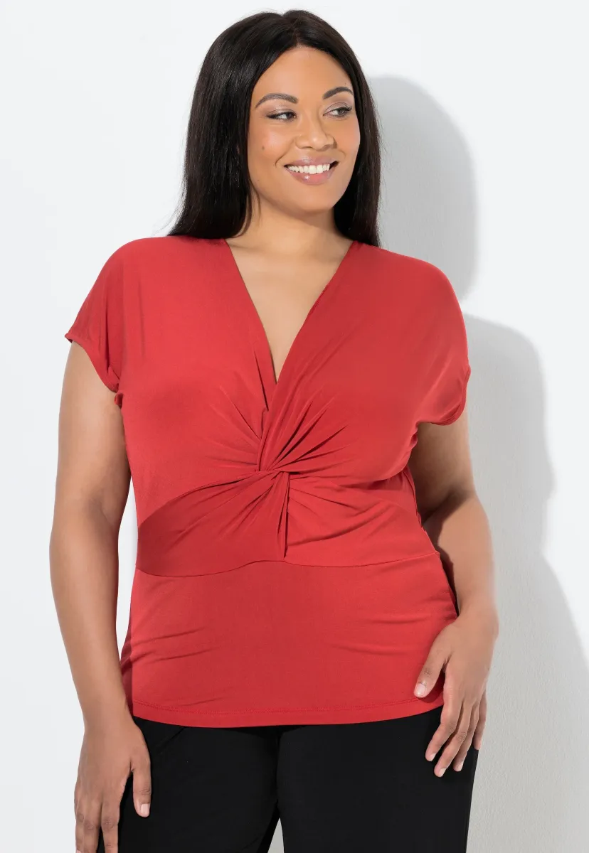 DRAPIERUNG V-AUSSCHNITT - Bluse - red