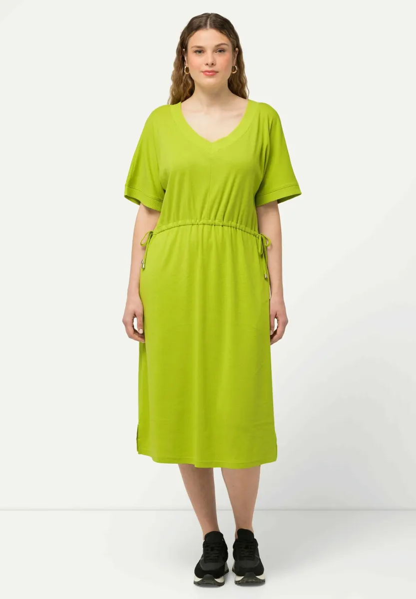 DRAWSTRING WAIST SHORT SLEEVE - Jerseykleid - apple green