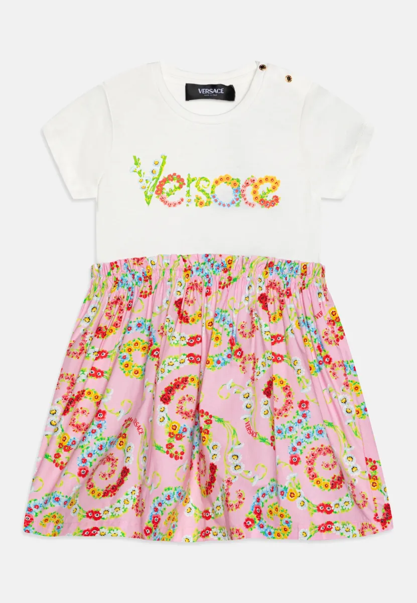 DRESS FLOWERS PRINT LOGO BAROCCO - Freizeitkleid - white/pink/multi-coloured