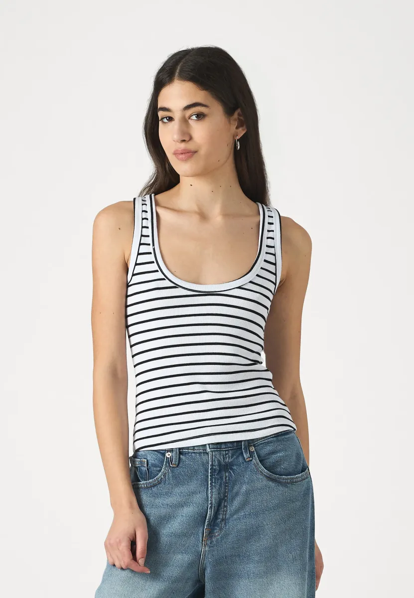 DREW REVERSIBLE STRIPE - Top - bright white/black