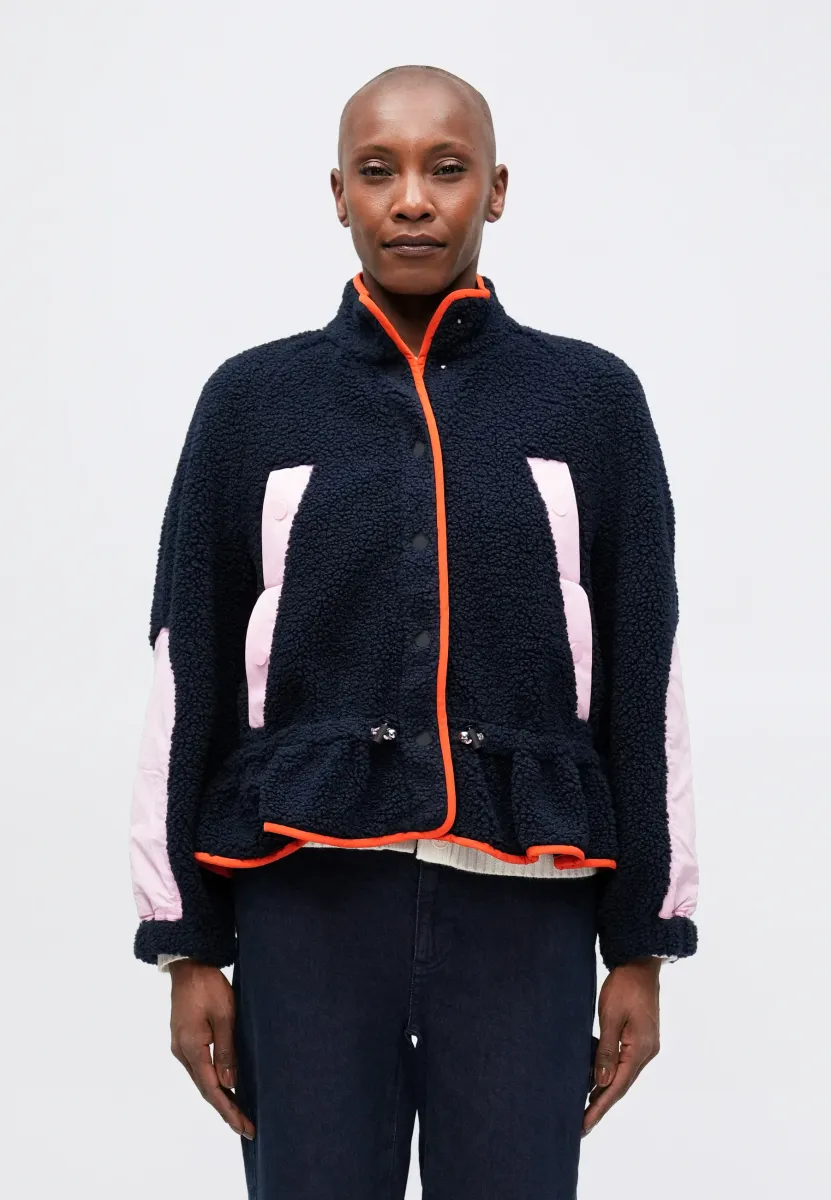 DROPPED SHOULDER GATHERED JACKET - Fleecejacke - dark blue