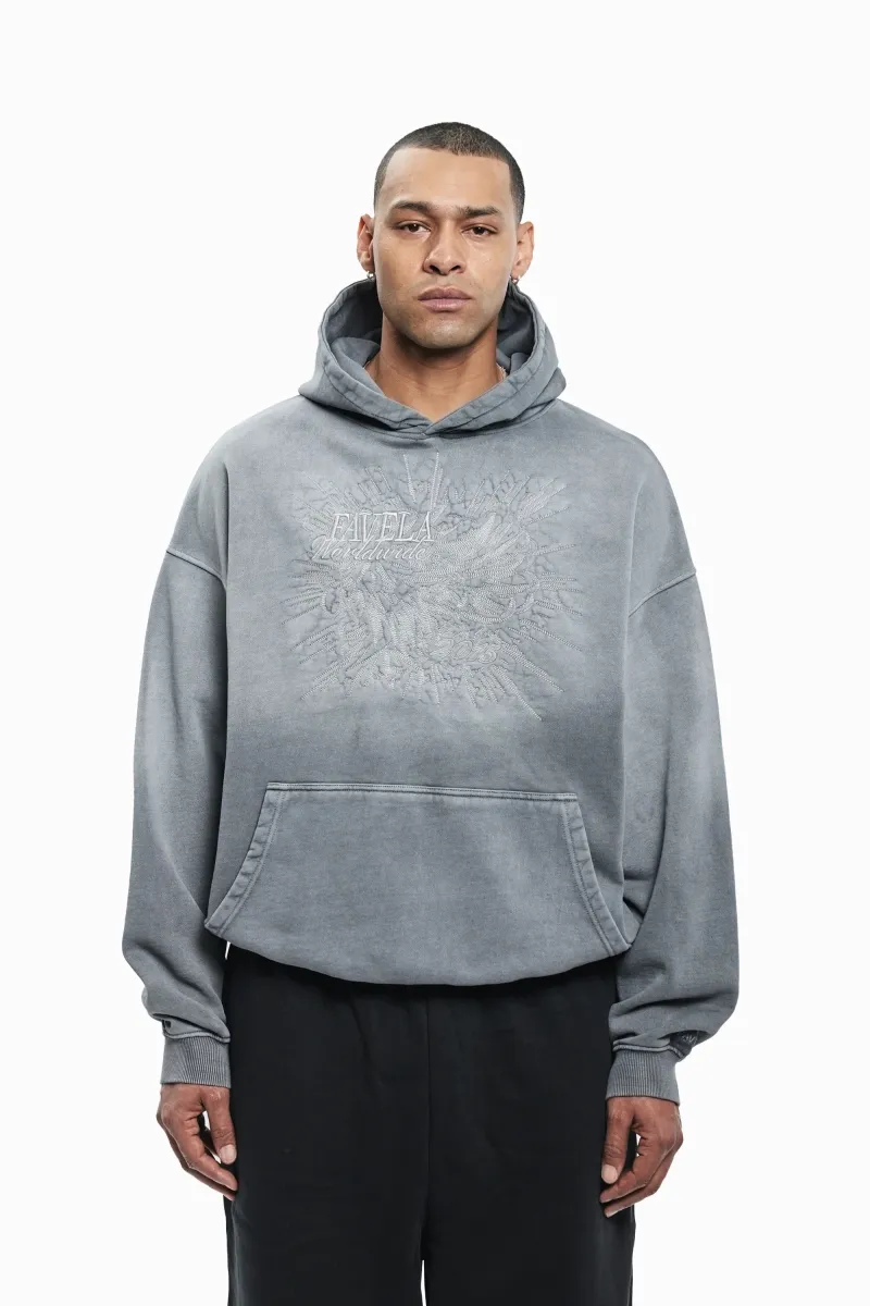 EAGLE EMBROIDERY HOODIE UNISEX - Kapuzenpullover - grey washed