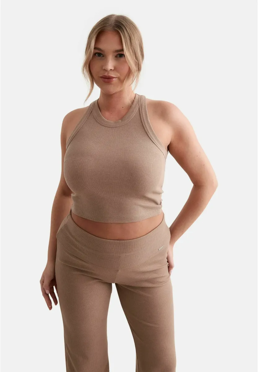 EASE RIBBBED TANK - Top - light brown