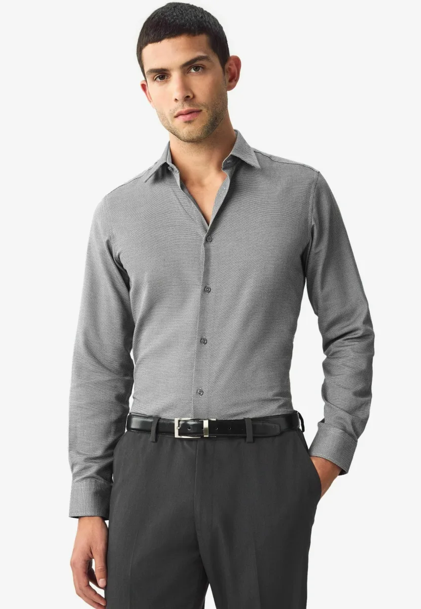 EASY CARE TEXTURED TRIMMED - Hemd - charcoal grey texture