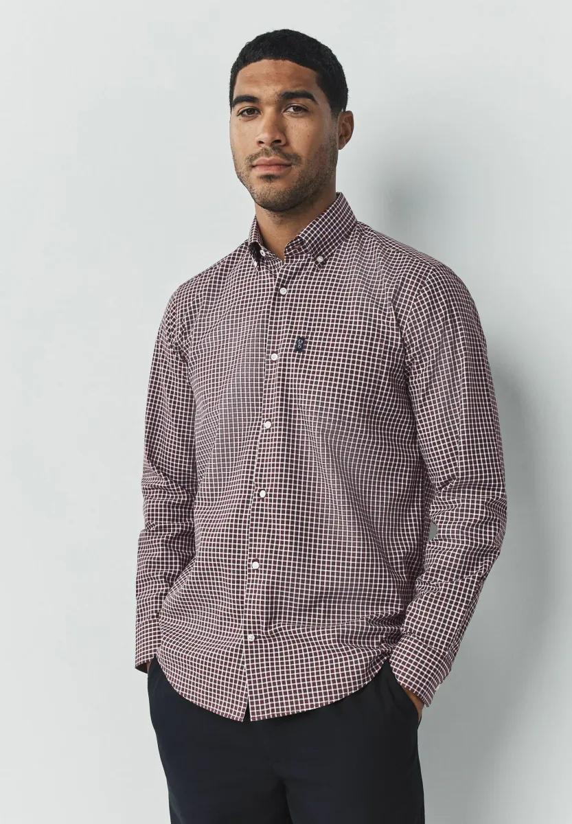 EASY OXFORD - Hemd - burgundy red micro check