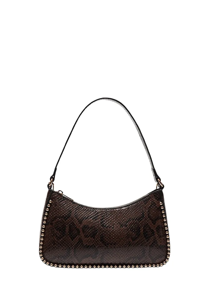 EFFECT ANIMAL PRINT BEADED SHOULDER - Handtasche - mottled brown