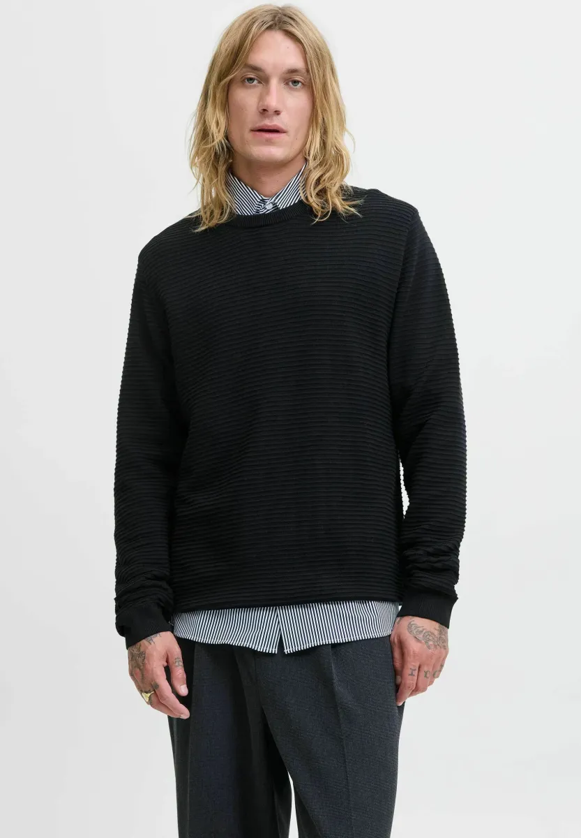 EINFARBIG - Strickpullover - black
