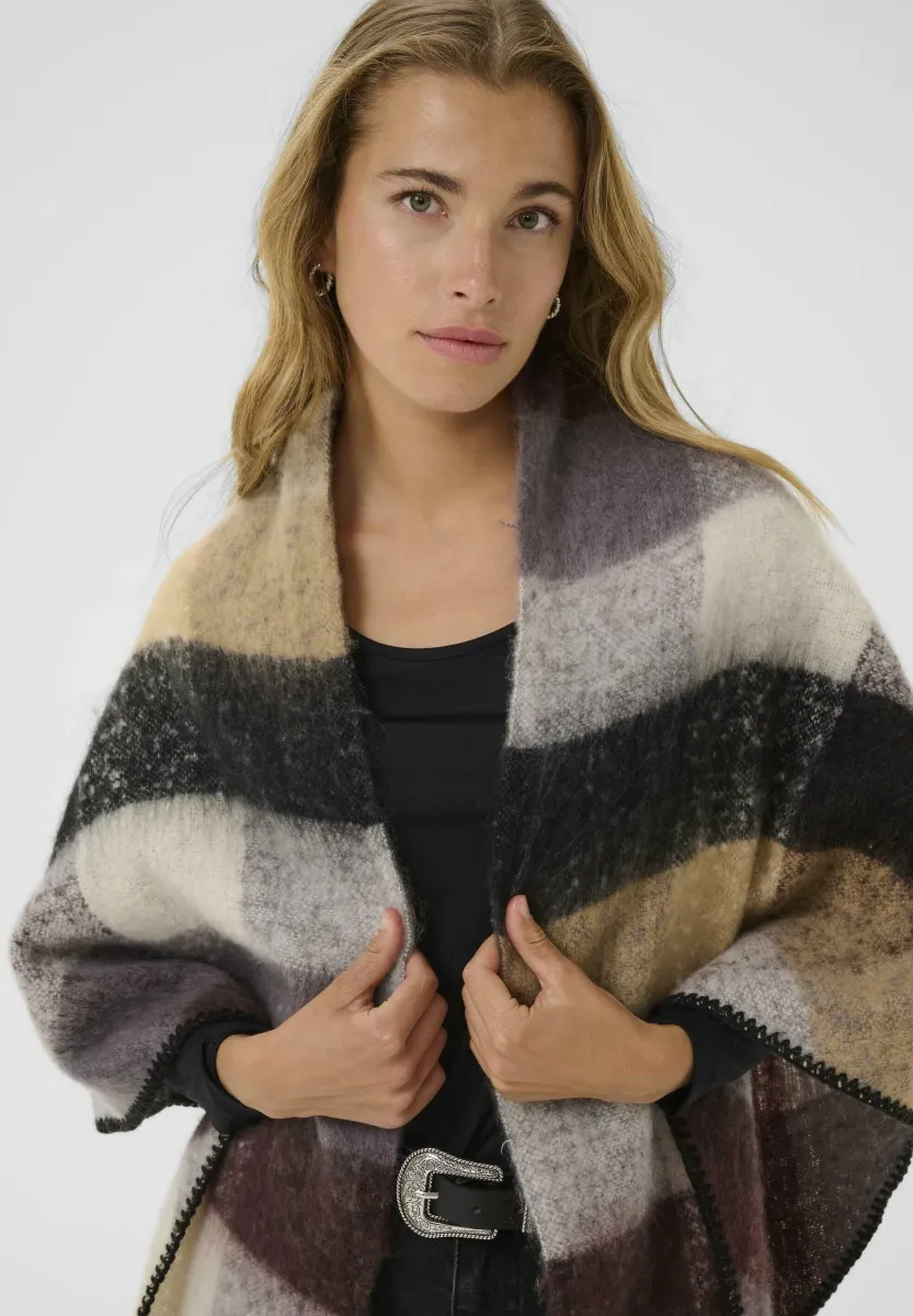 ELAINE PONCHO - Cape - brown checks