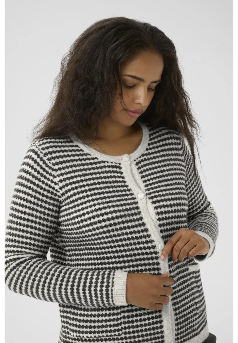 ELANNA - Strickjacke - light grey m black structure