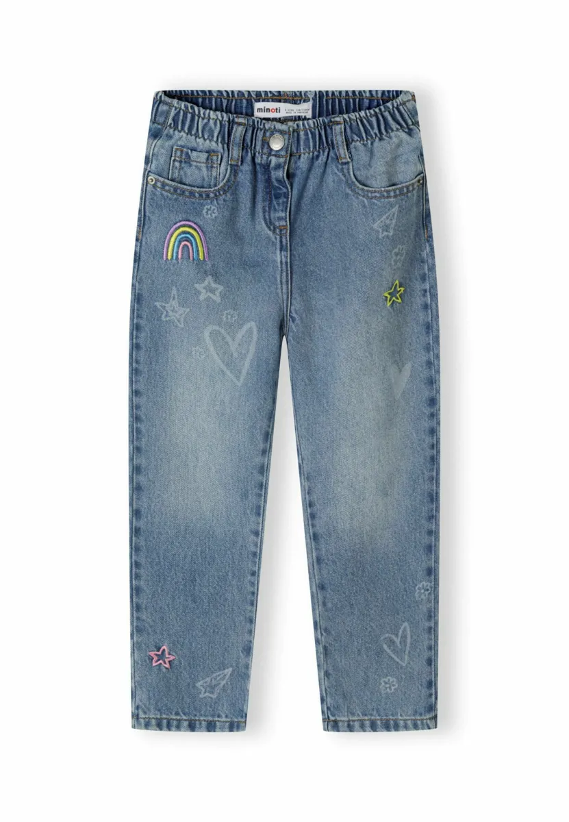 ELASTIC WAIST AND PRINTS - Jeans Tapered Fit - blue denim