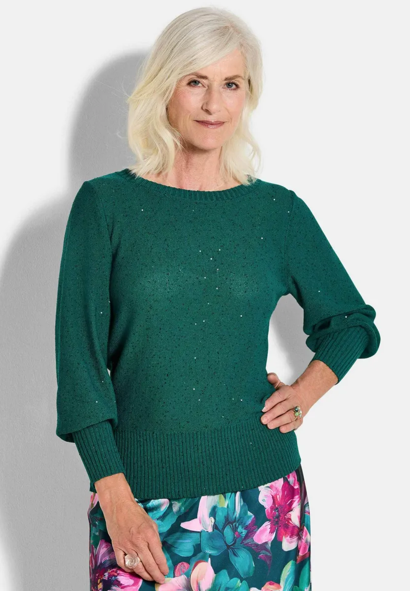 ELEGANTER MIT PAILLETTEN - Strickpullover - emerald
