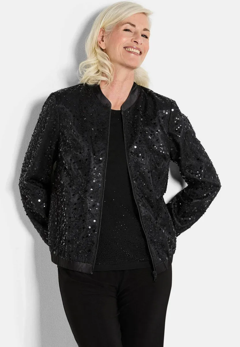 ELEGANTER MIT PERLEN UND PAILLETTEN - Bomberjacke - black   metallic   patterned