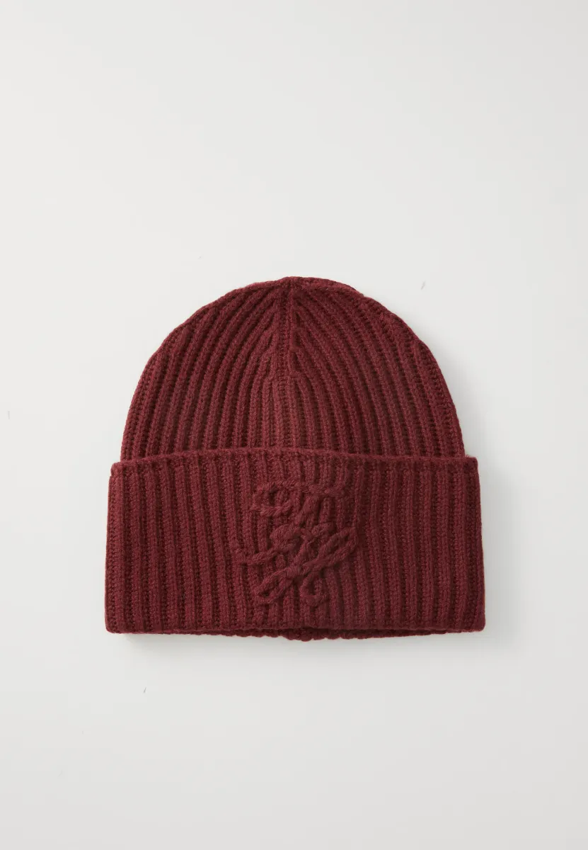 ELEVATED SCRIPT BEANIE - Mütze - deep rouge