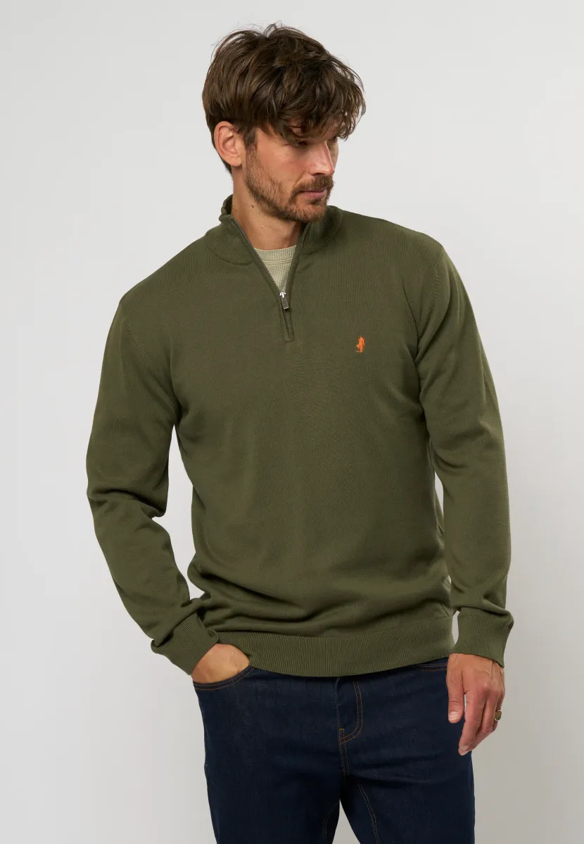 ELI HALF-ZIP - Strickpullover - beetle
