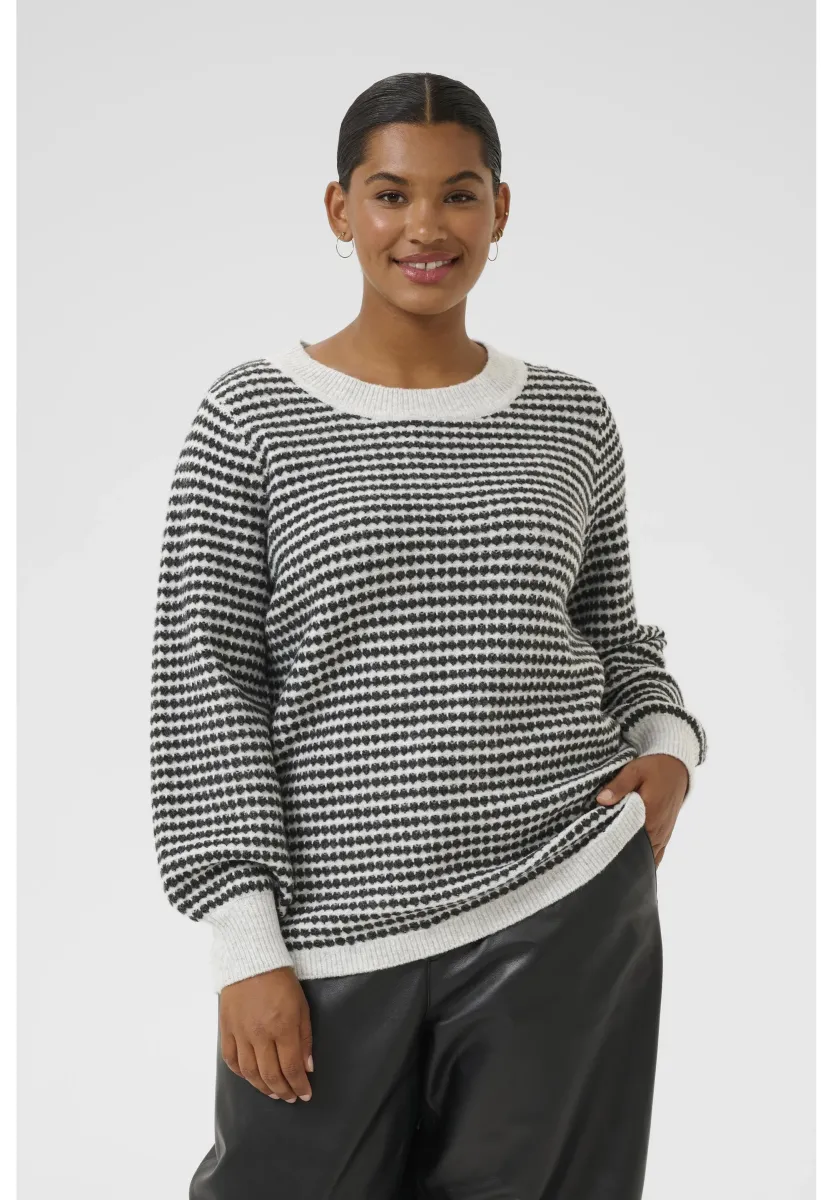 ELIONA - Strickpullover - light grey m black structure