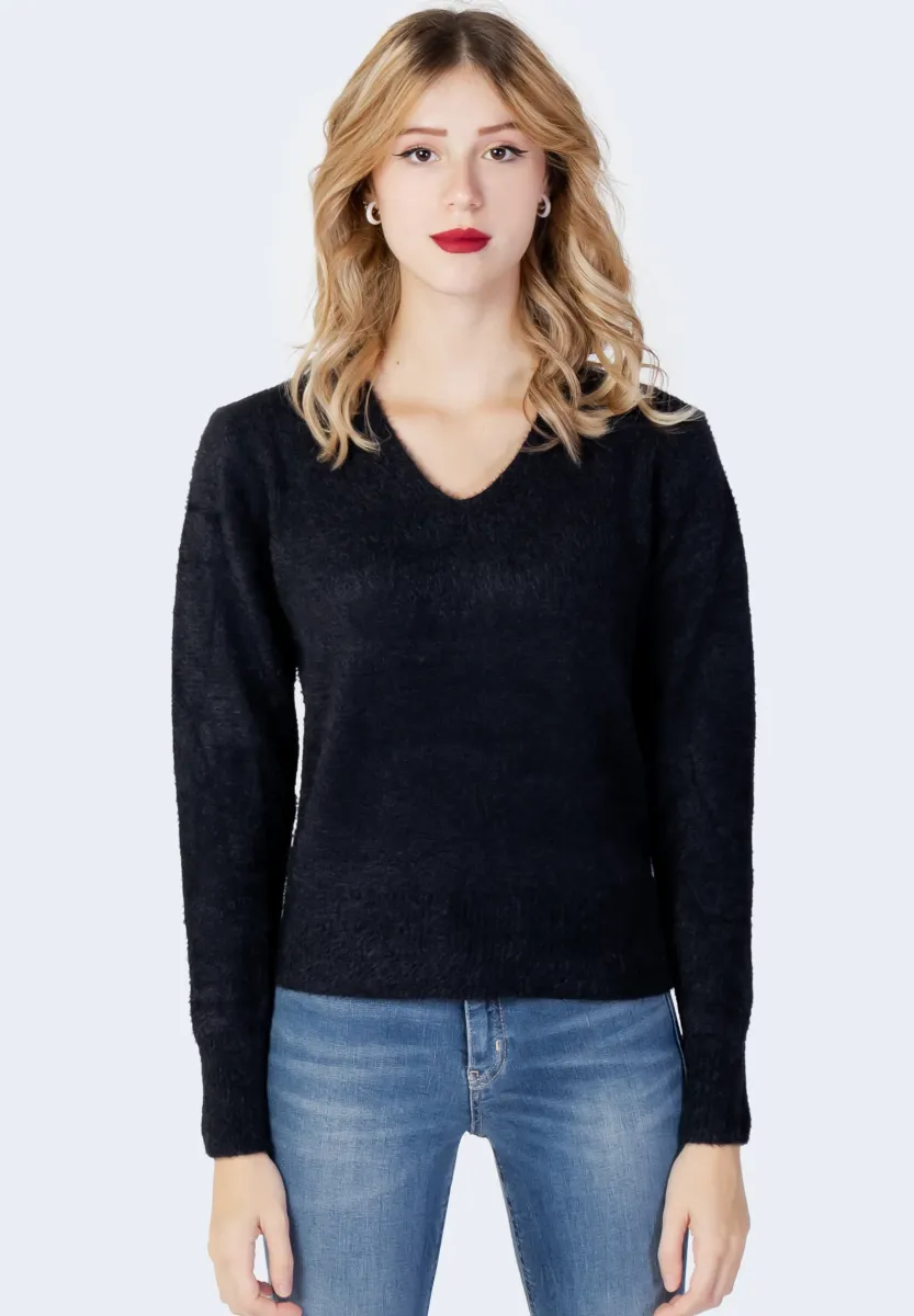 ELLA PIUMO LS V-NECK - Strickpullover - black