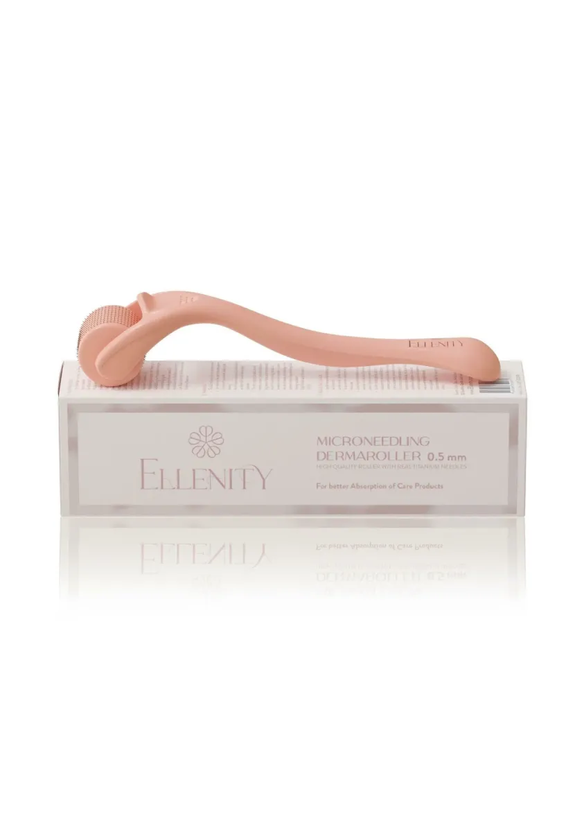 ELLENITY MICRONEEDLING DERMAROLLER – 0.5MM TITANIUM NEEDLES - Gesichtspflege Zubehör - rosa