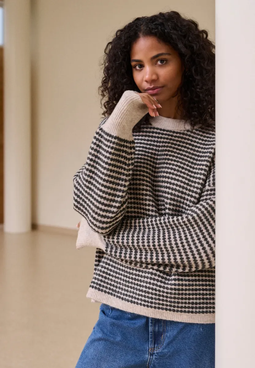 ELLERY - Strickpullover - feather gray  black structure