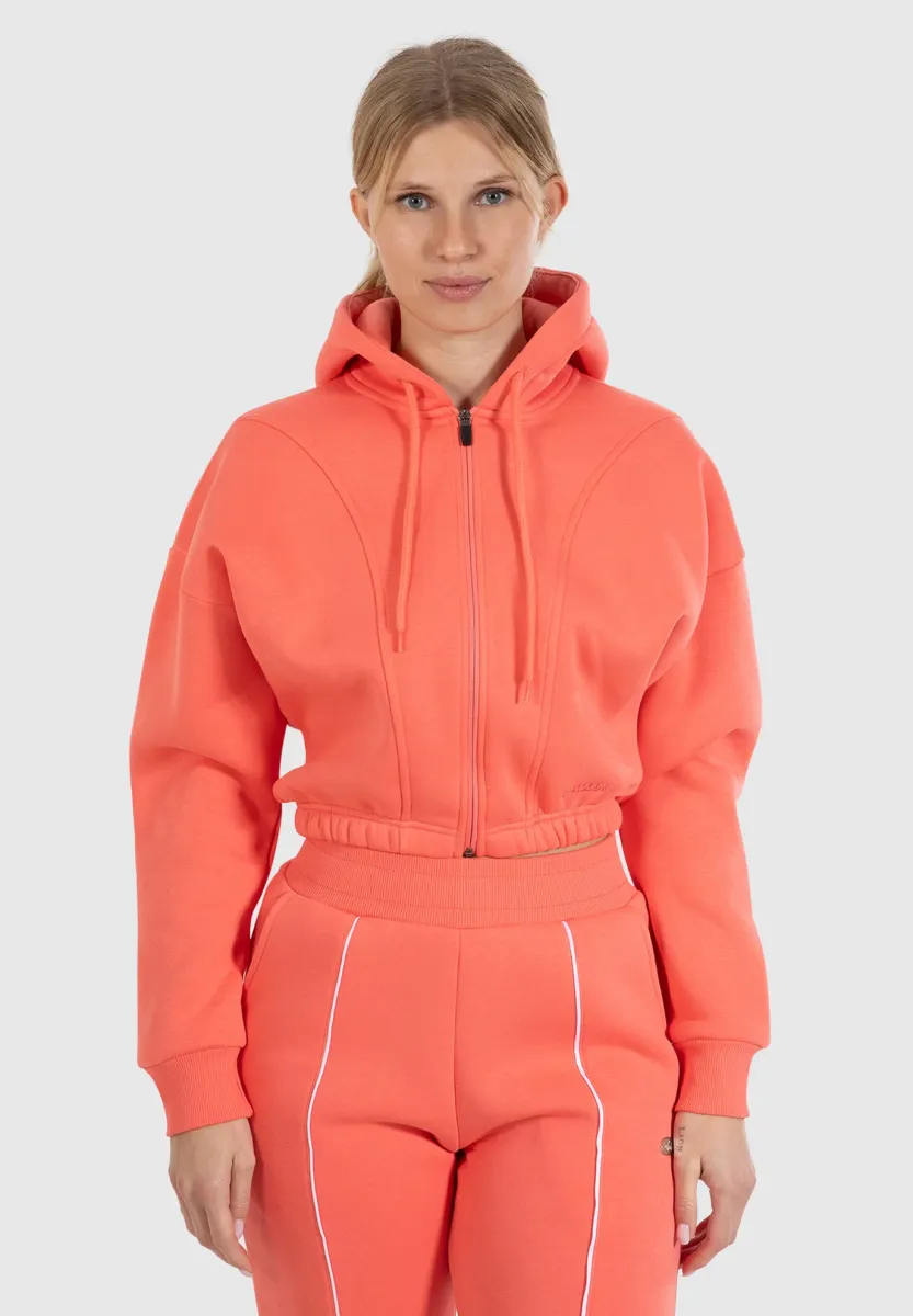 ELMA CROPPED ZIP HOODIE - Sweatjacke - koralle