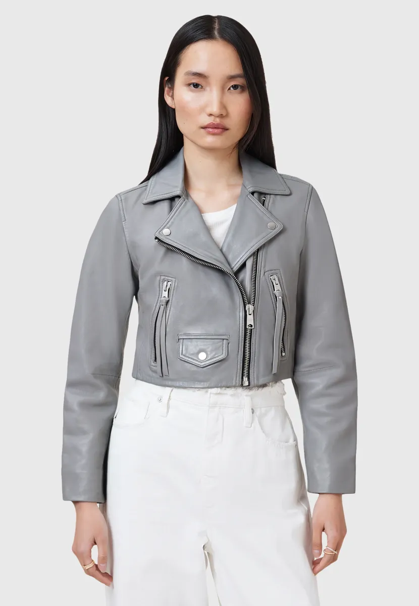 ELORA BIKER - Lederjacke - grey