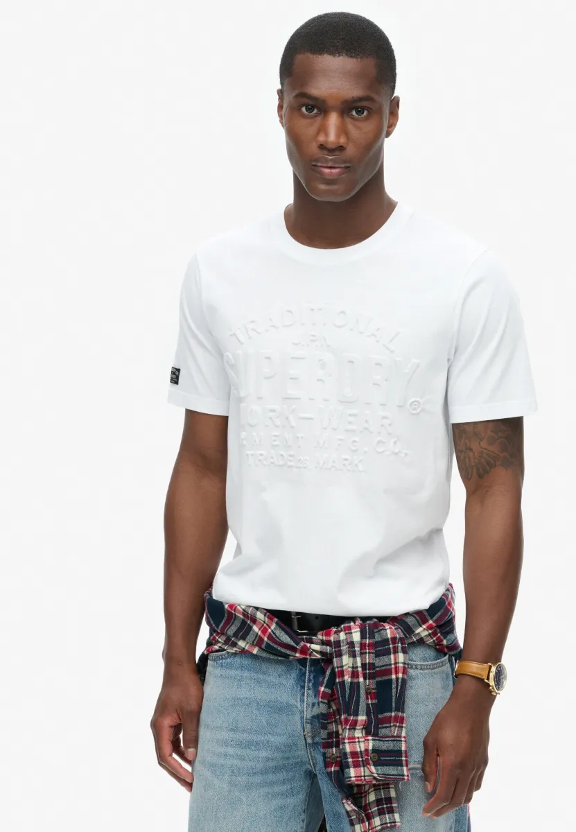 EMBOSSED LOGO GRAPHIC - T-Shirt print - winter white