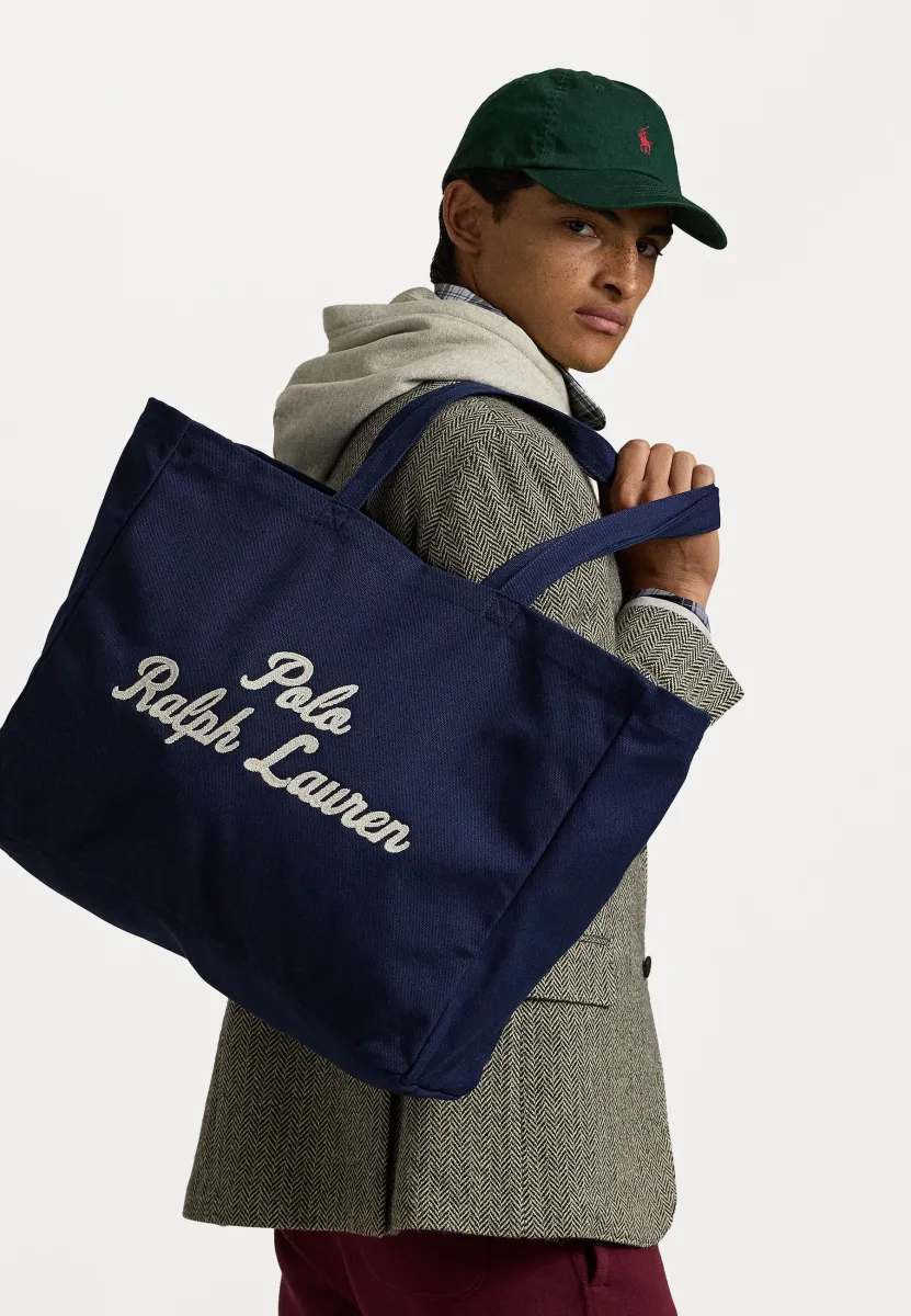 EMBROIDERED CANVAS TOTE - Shopping Bag - newport navy