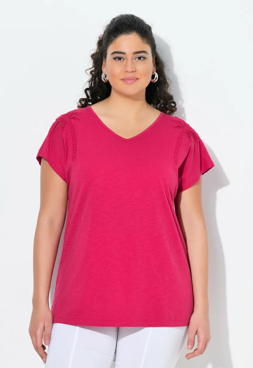 EMBROIDERED CAP SLEEVE - T-Shirt print - dark raspberry