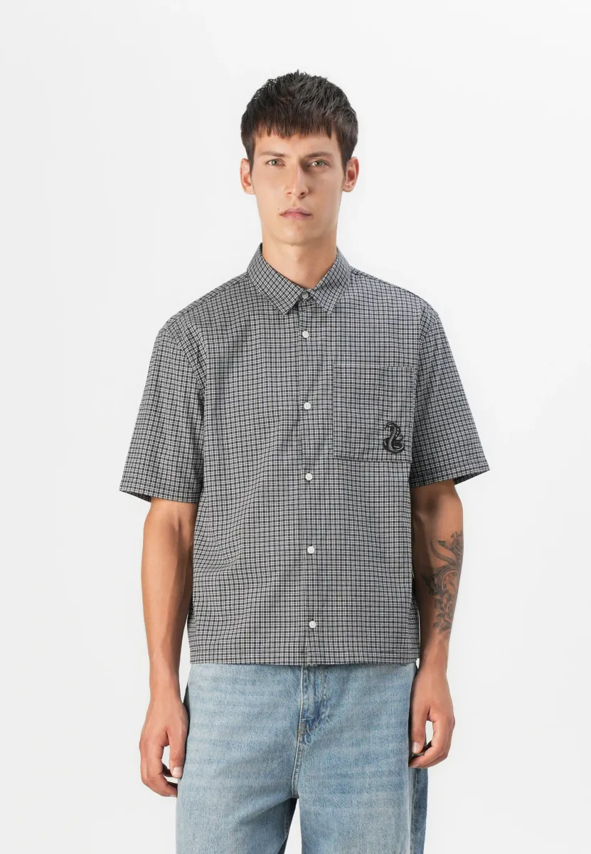 EMBROIDERED CHECK - Hemd - black