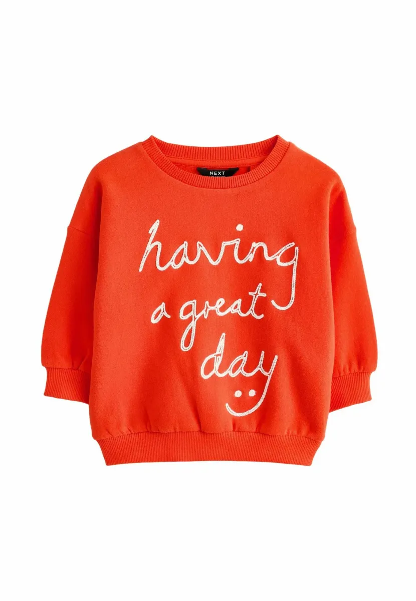 EMBROIDERED CREW NECK - REGULAR FIT - Sweatshirt - red