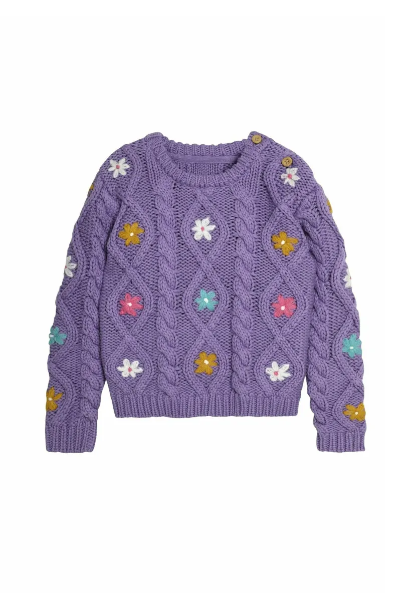 EMBROIDERED FLOWERS - REGULAR FIT - Strickpullover - lilac