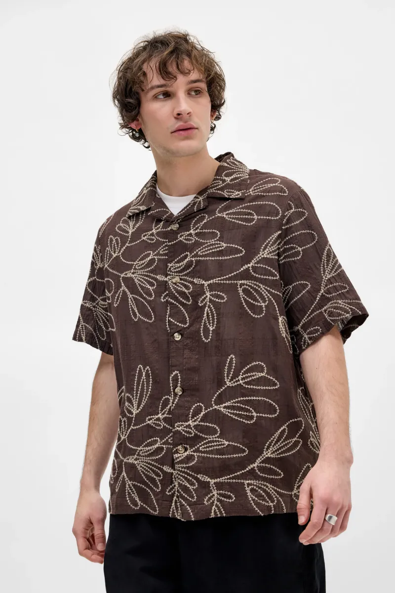 EMBROIDERED SHIRT - Hemd - brown