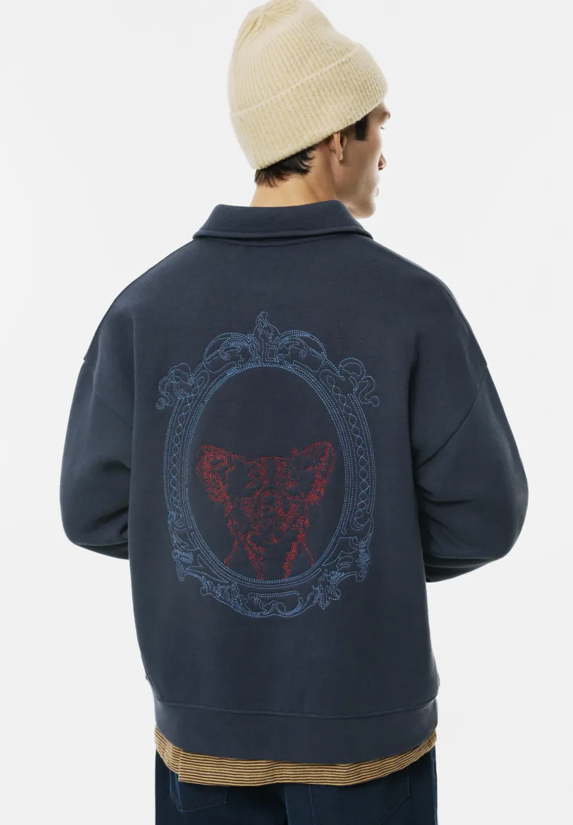 EMBROIDERED  - Sweatshirt - dark blue