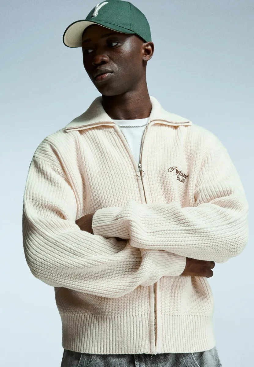 EMBROIDERED TEXTURED  - Strickjacke - white
