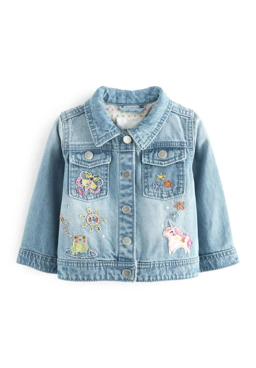 EMBROIDERED UNICORN  - Jeansjacke - mid blue