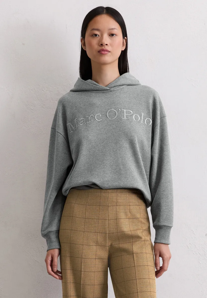 EMBROIDERY AT FRONT - Kapuzenpullover - grey granite melange