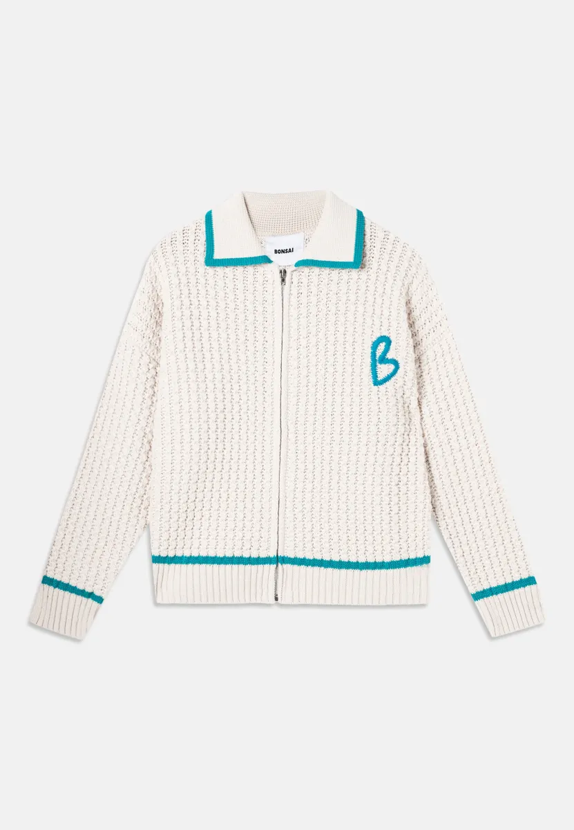 EMBROIDERY FULL ZIP JACKET OVERSIZE FIT UNISEX - Strickjacke - marble